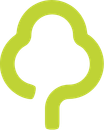 ein grünes und weißes Symbol eines Baumes auf weißem Hintergrund .