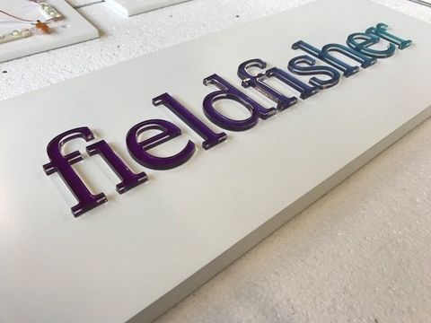 Flame Polished Acrylic Lettering, backed in Vinyl