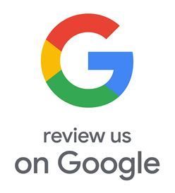 Google logo above the text review us on Google.