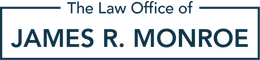 The Law Office of James R. Monroe logo, text in a blue rectangle.