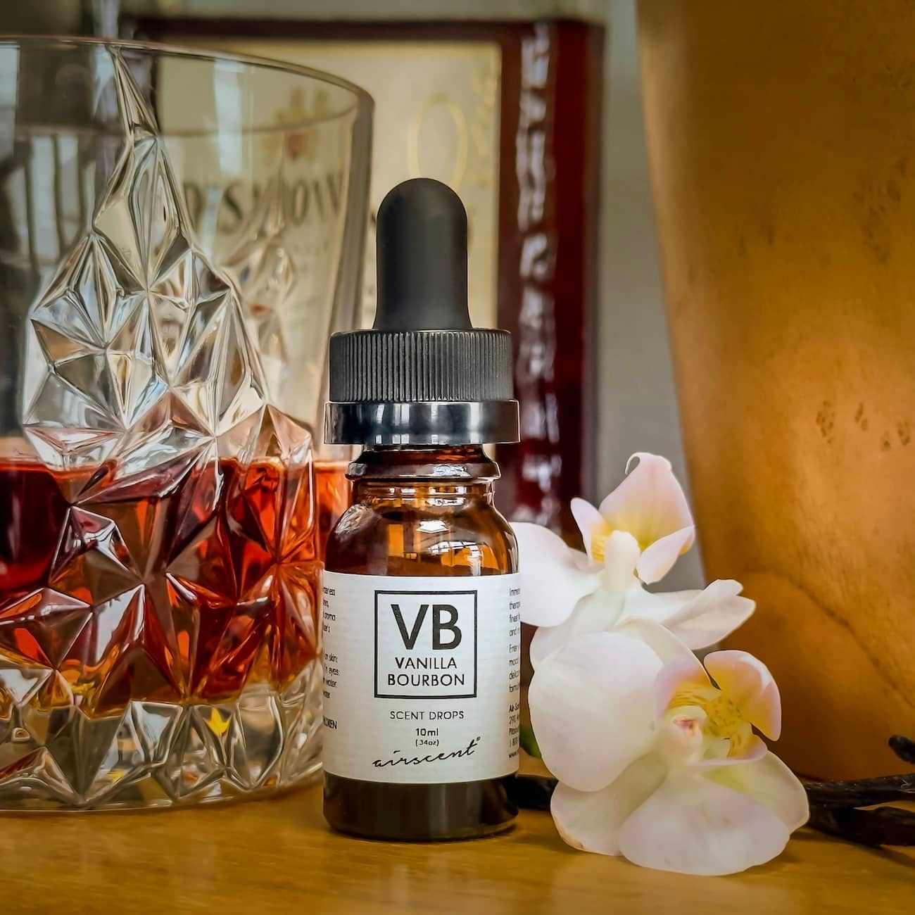 Vanilla Bourbon Diffuser Oil with flower and bourbon