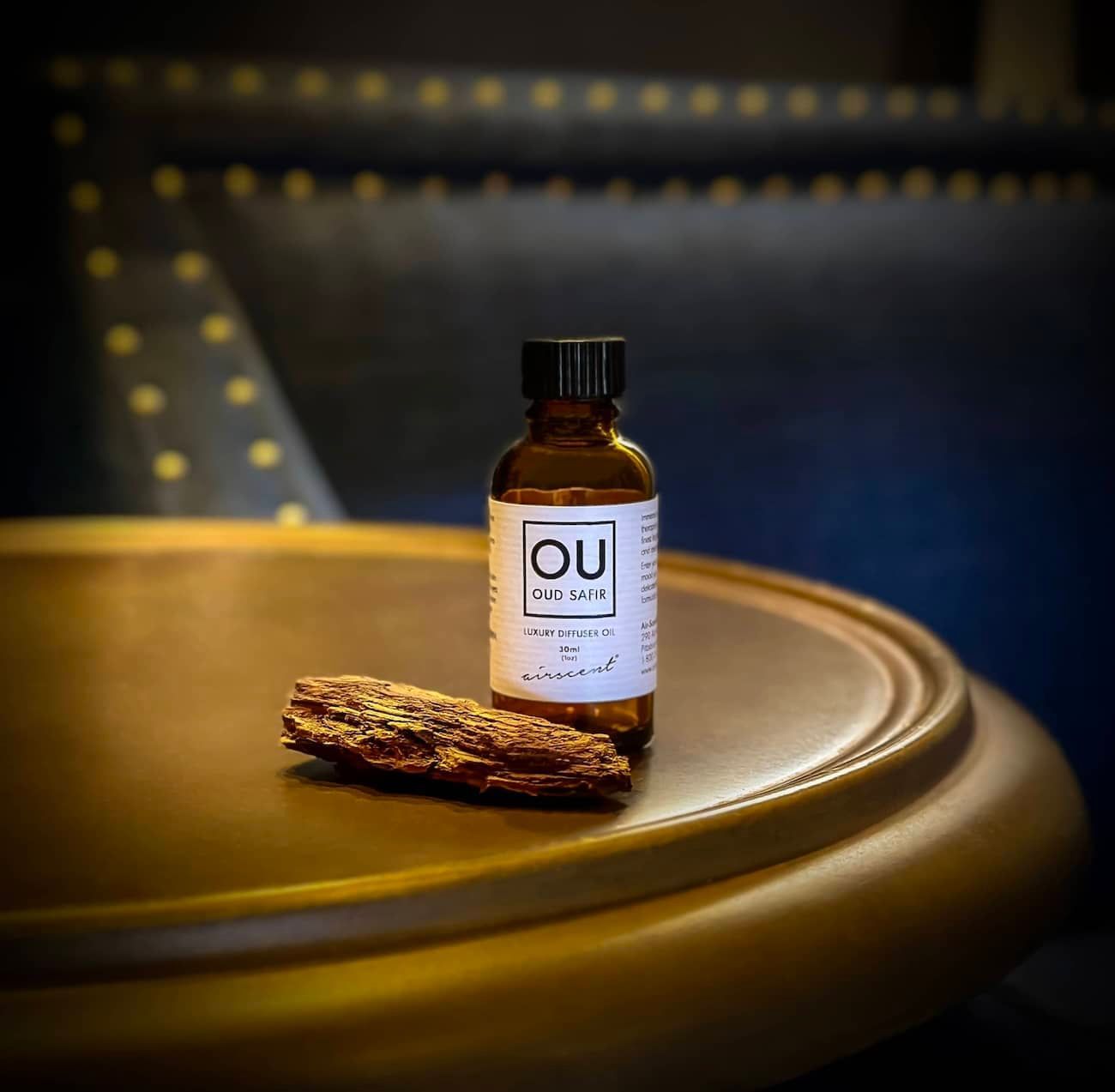 Our Safir diffuser oil bottle with  our wood chip