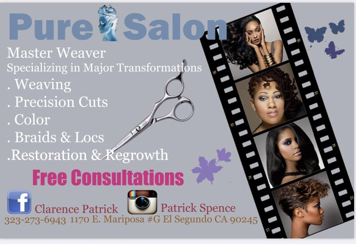 A poster for a hair salon called pure salon