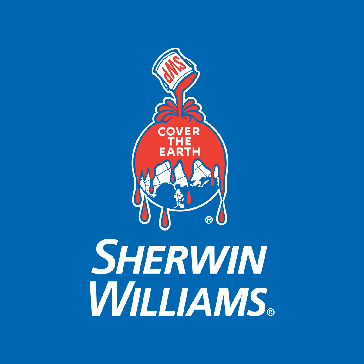 A logo for sherwin williams that says cover the earth