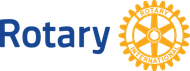 A logo for the rotary club with a yellow gear.