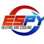 Logo for Espy Heating and Cooling; red and blue design with stylized text.
