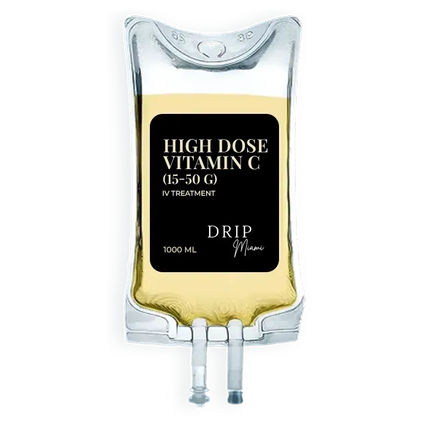 IV bag of purple liquid labeled