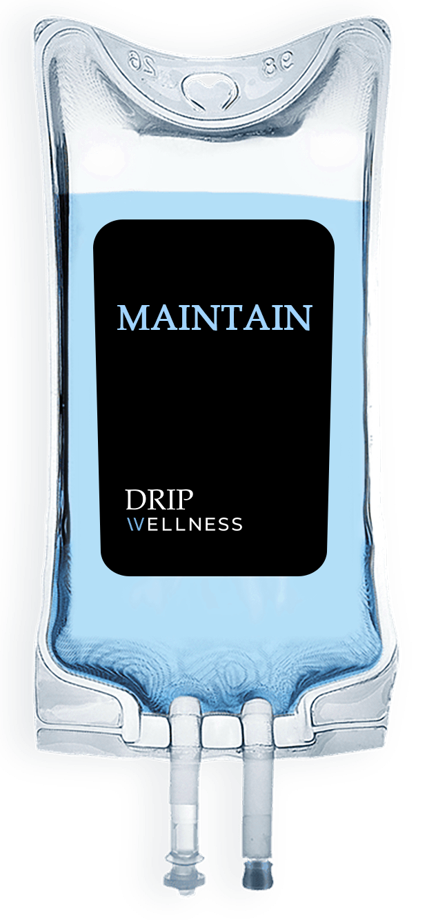 IV bag with lavender fluid; label says 