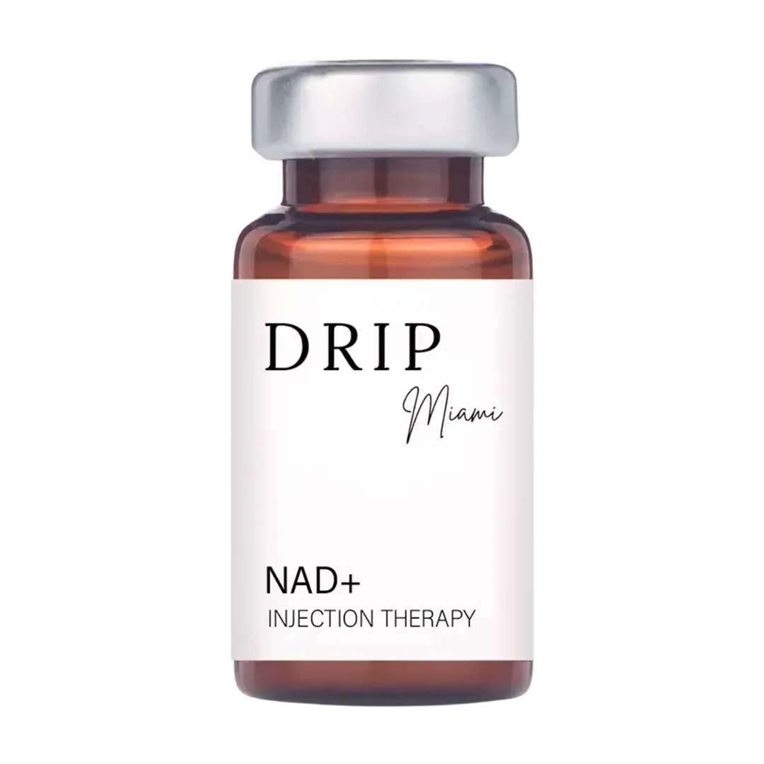 Bottle of NAD+ injection therapy from Drip Miami.