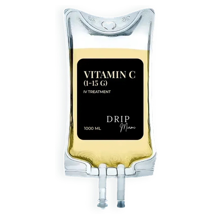 IV bag of purple liquid labeled