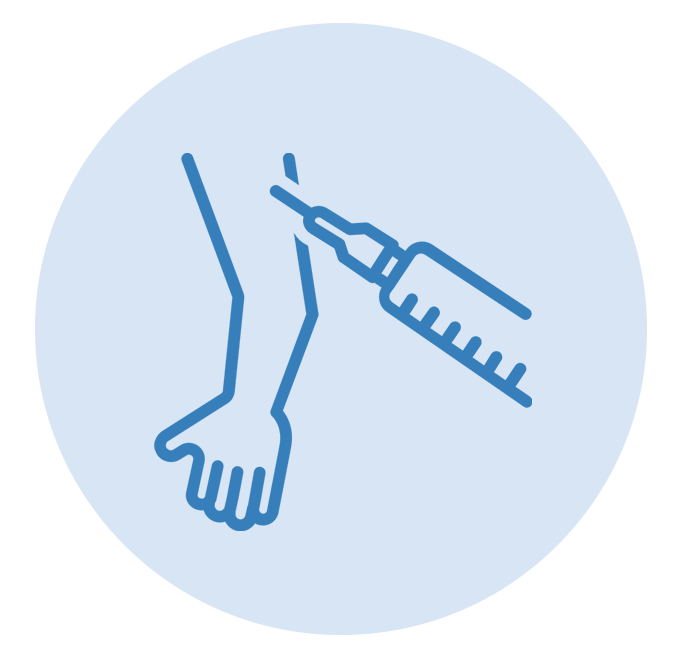 Syringe drawing from a vial with the male symbol, possibly hormone injection.