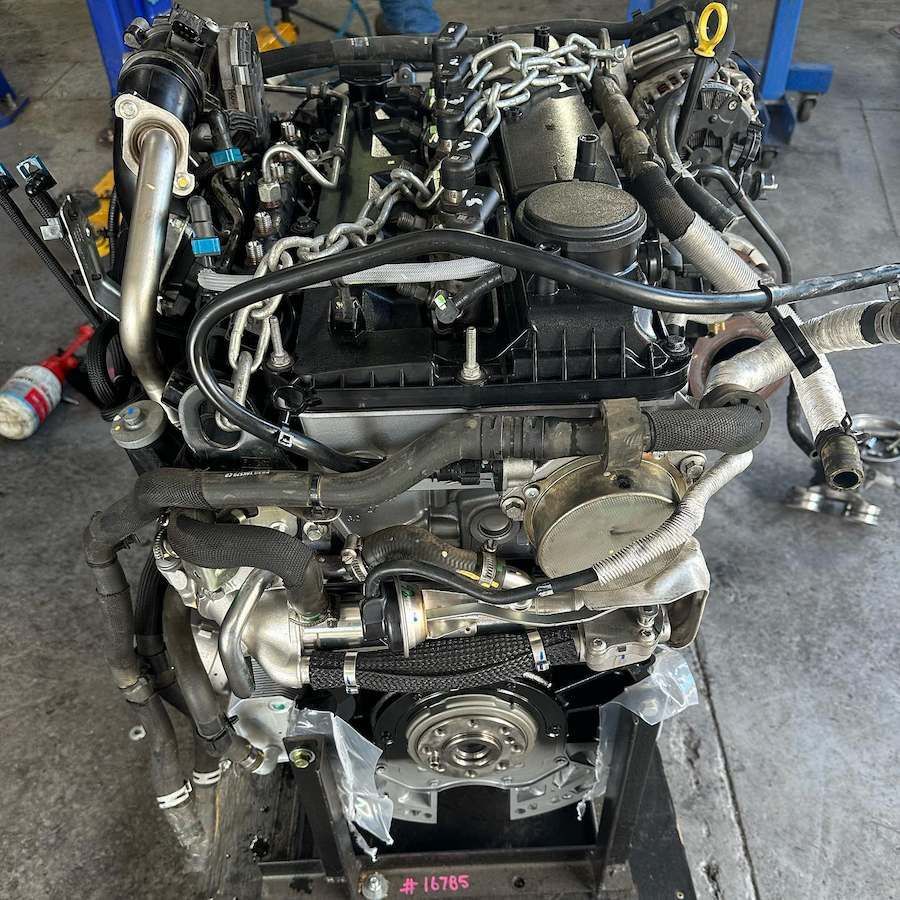 A Car Engine is Sitting on a Table in a Garage — RNA Mechanical In Coolum, QLD