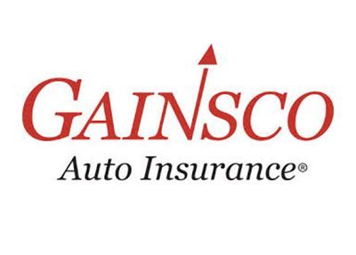 GAINSCO Auto Insurance logo with red text and arrow.