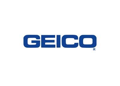 GEICO logo in blue text on a white background.