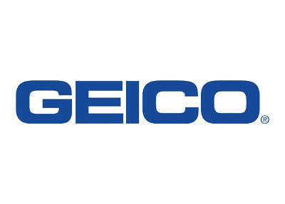 GEICO logo in blue text on a white background.