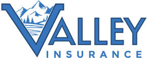 Logo for Valley Insurance. Blue "V" with mountain scene, blue text "VALLEY INSURANCE".