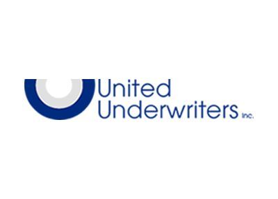 Logo for United Underwriters inc.: Blue and white crescent-shaped design next to the company name in blue text.