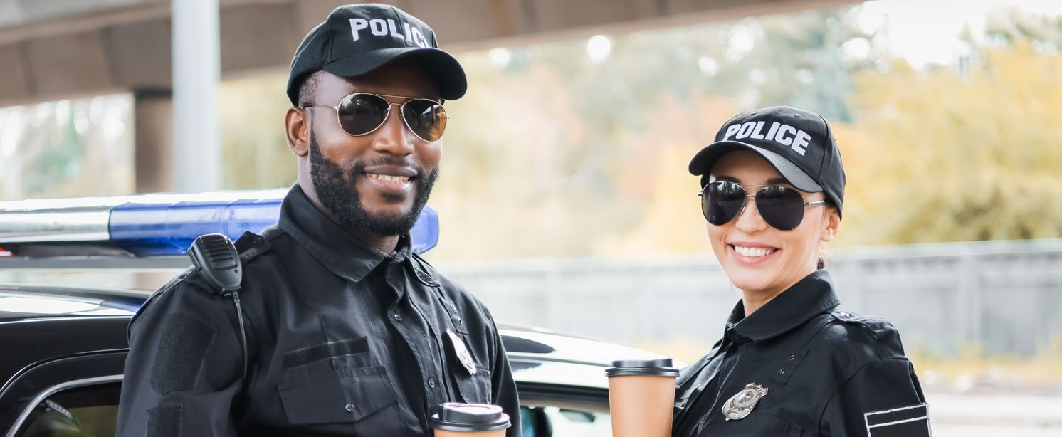 Group of excited friends dressed in scary costumes