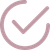 A pink check mark in a circle on a white background.