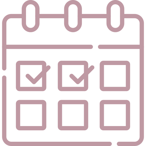 An icon of a calendar with check marks on it.