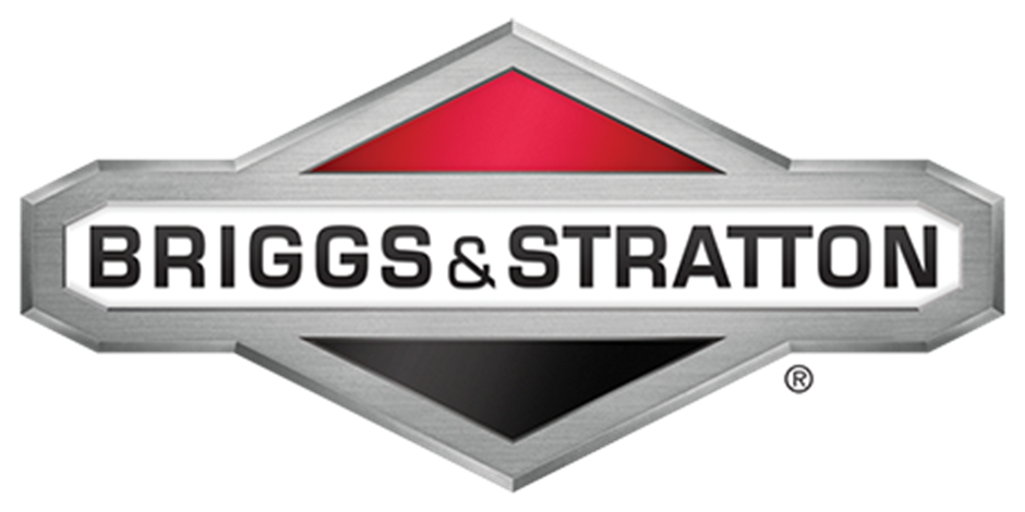 The logo for briggs and stratton is a red , black and white diamond.
