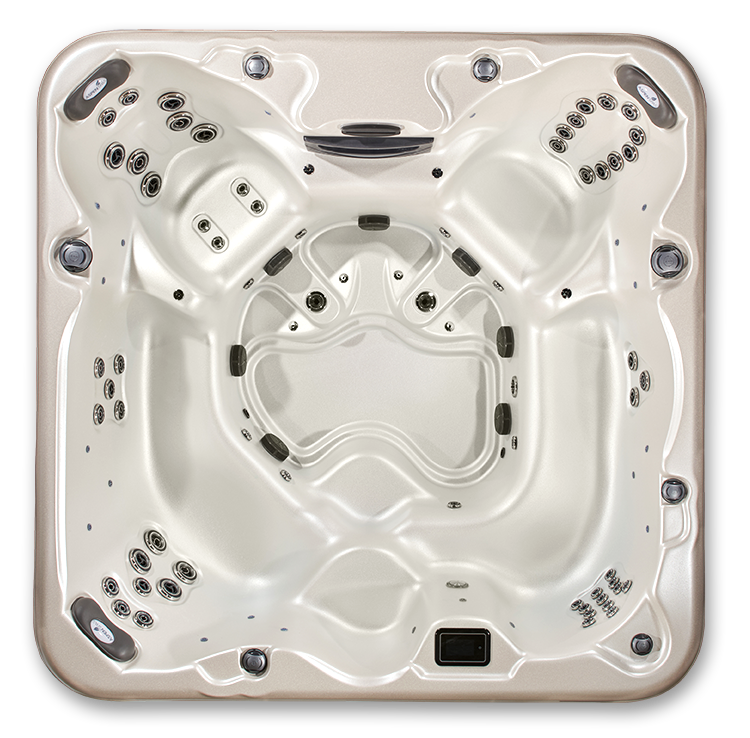 An aerial view of a hot tub on a white background