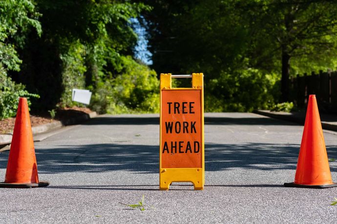 An orange sign that reads 