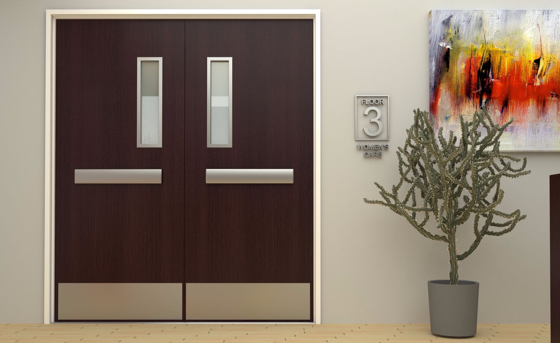 The number 3 is on the wall above the door