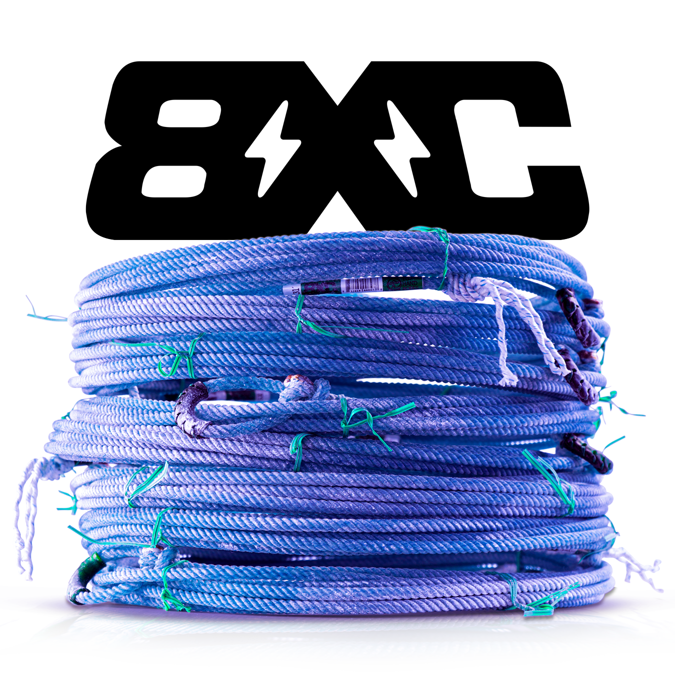 Blue coiled rope with 8XC above