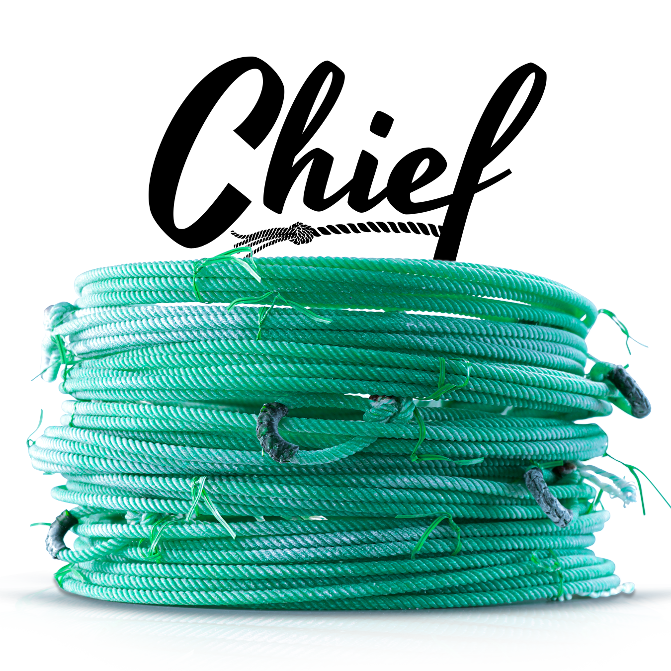 Green rope bundle, with black cursive  Chief above