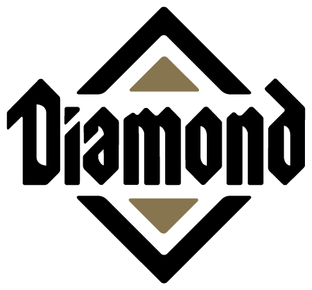 Diamond brand logo in black with a gold diamond inside a black diamond.