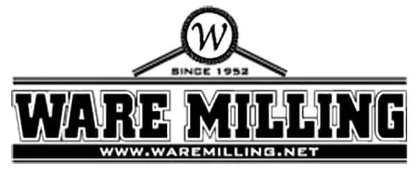 Ware Milling logo with a circular W and website address