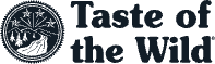Logo for Taste of the Wild, with a circular icon of a mountain range and the text 
