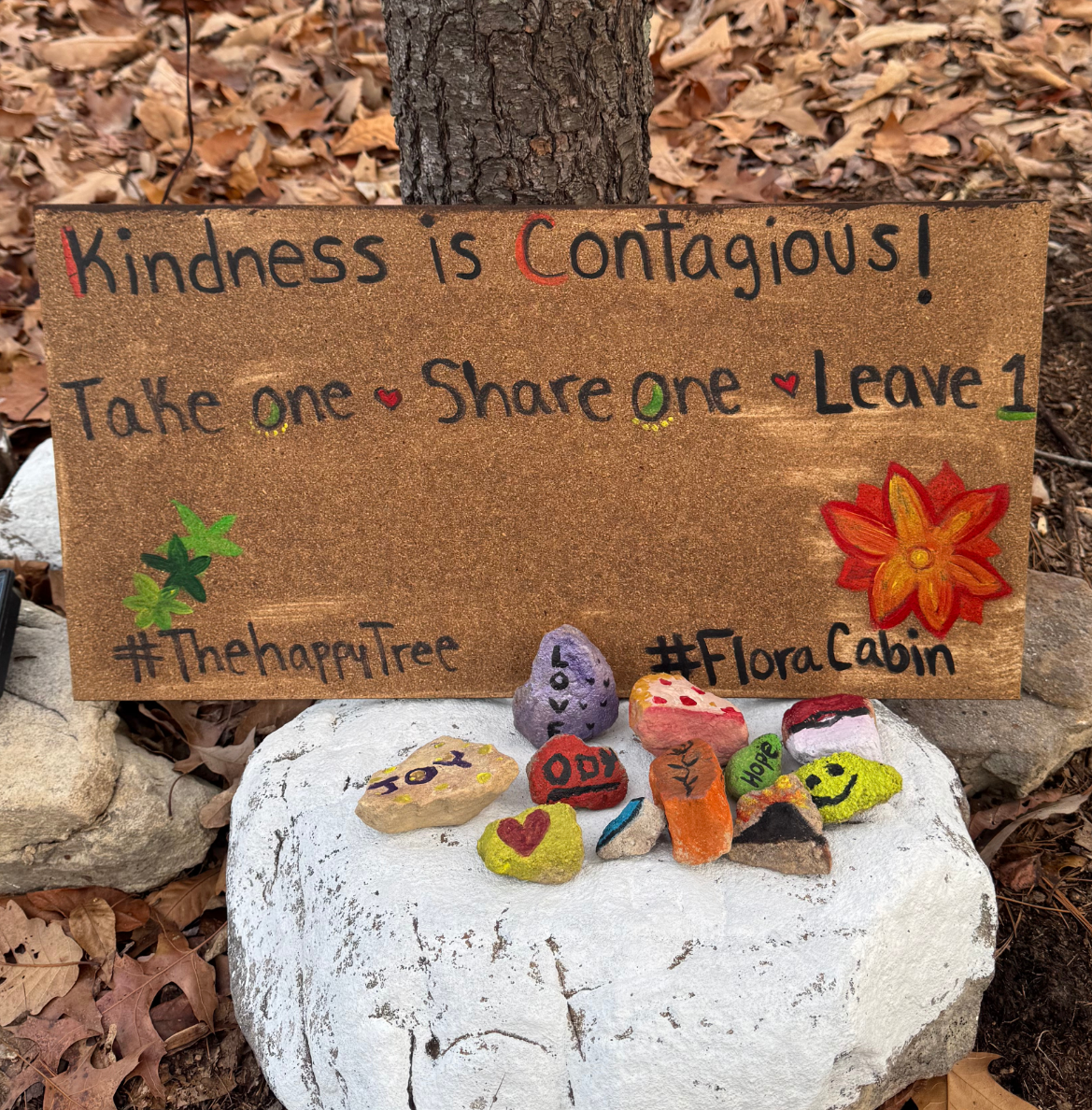 A sign that says kindness is contagious on it