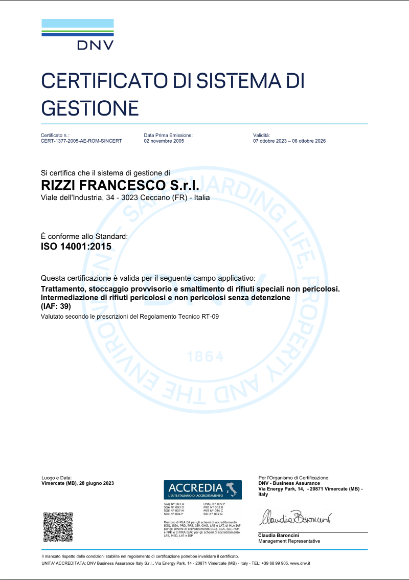 iso 14001 rizzi francesco srl