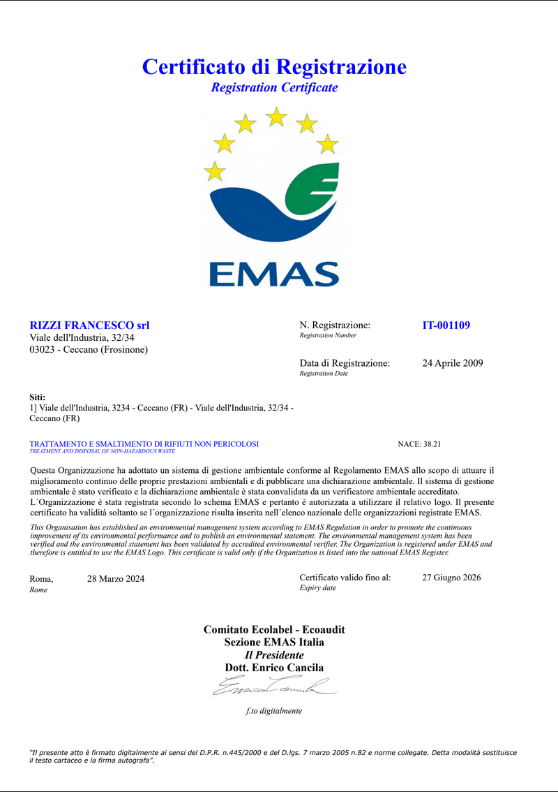 certificato emas rizzi francesco