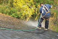 a roof being cleaned 
