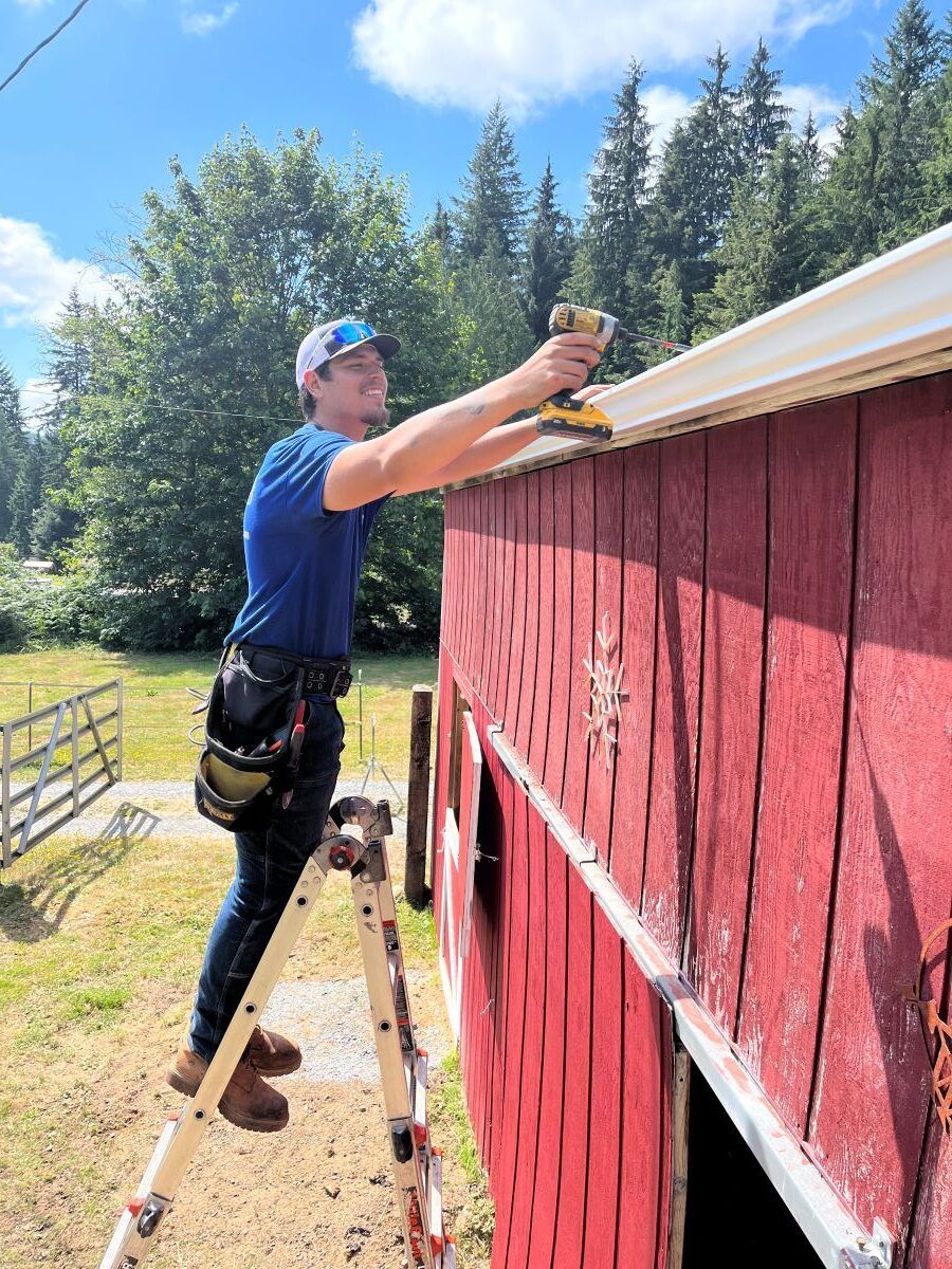 shingles installed on barn