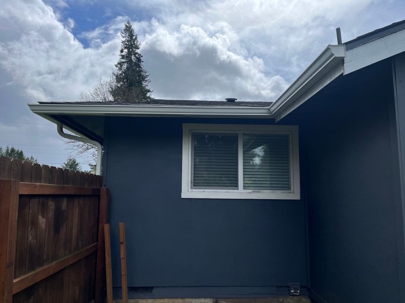 blue house window