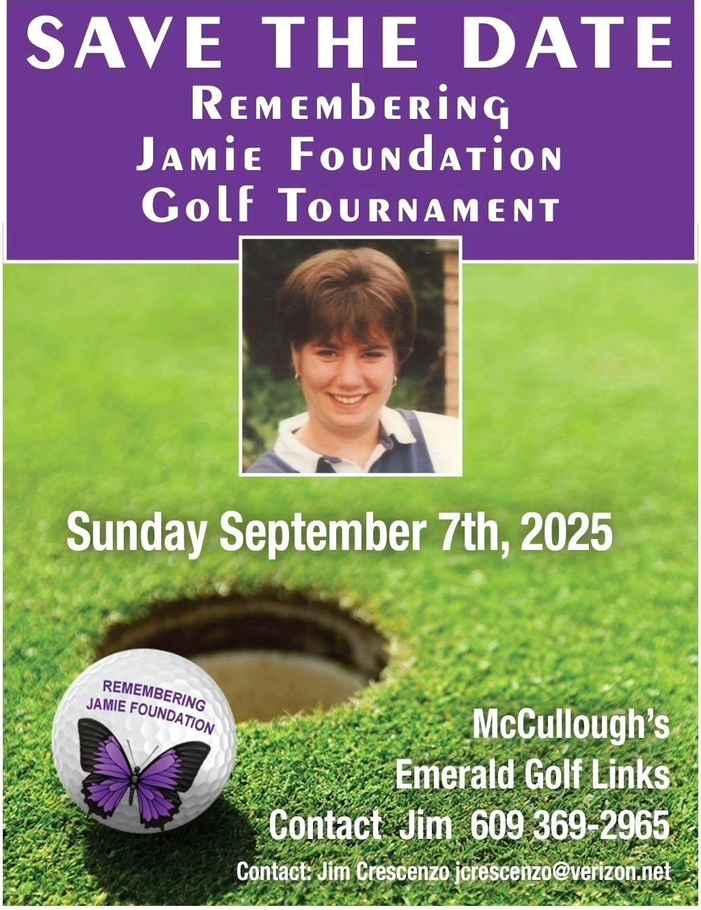 a save the date poster for the 2024 remembering jamie foundation golf tournament