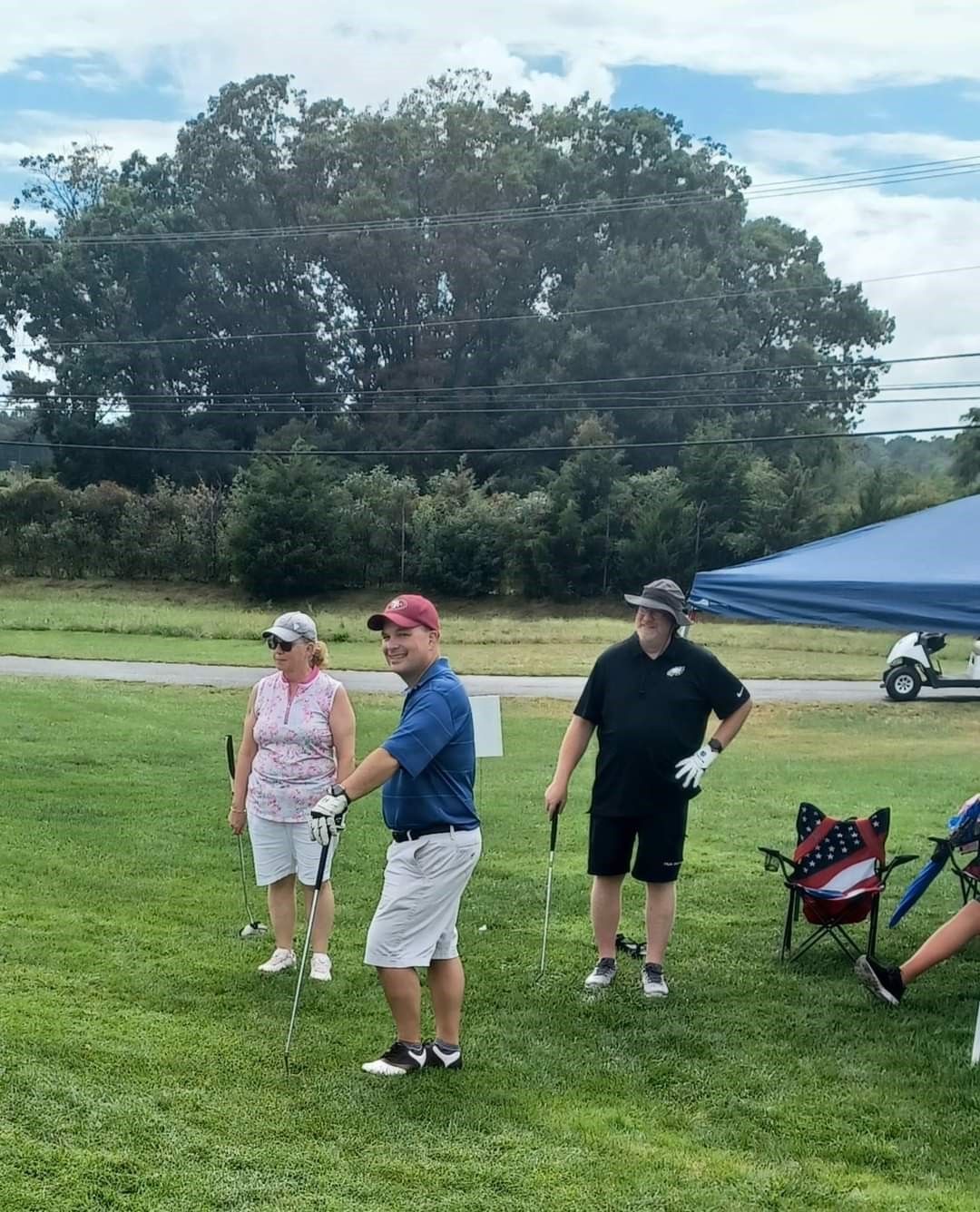 golfers waiting to play at the remembering jamie golf tournament at mcculloughs golf course in egg harbor township new jersey