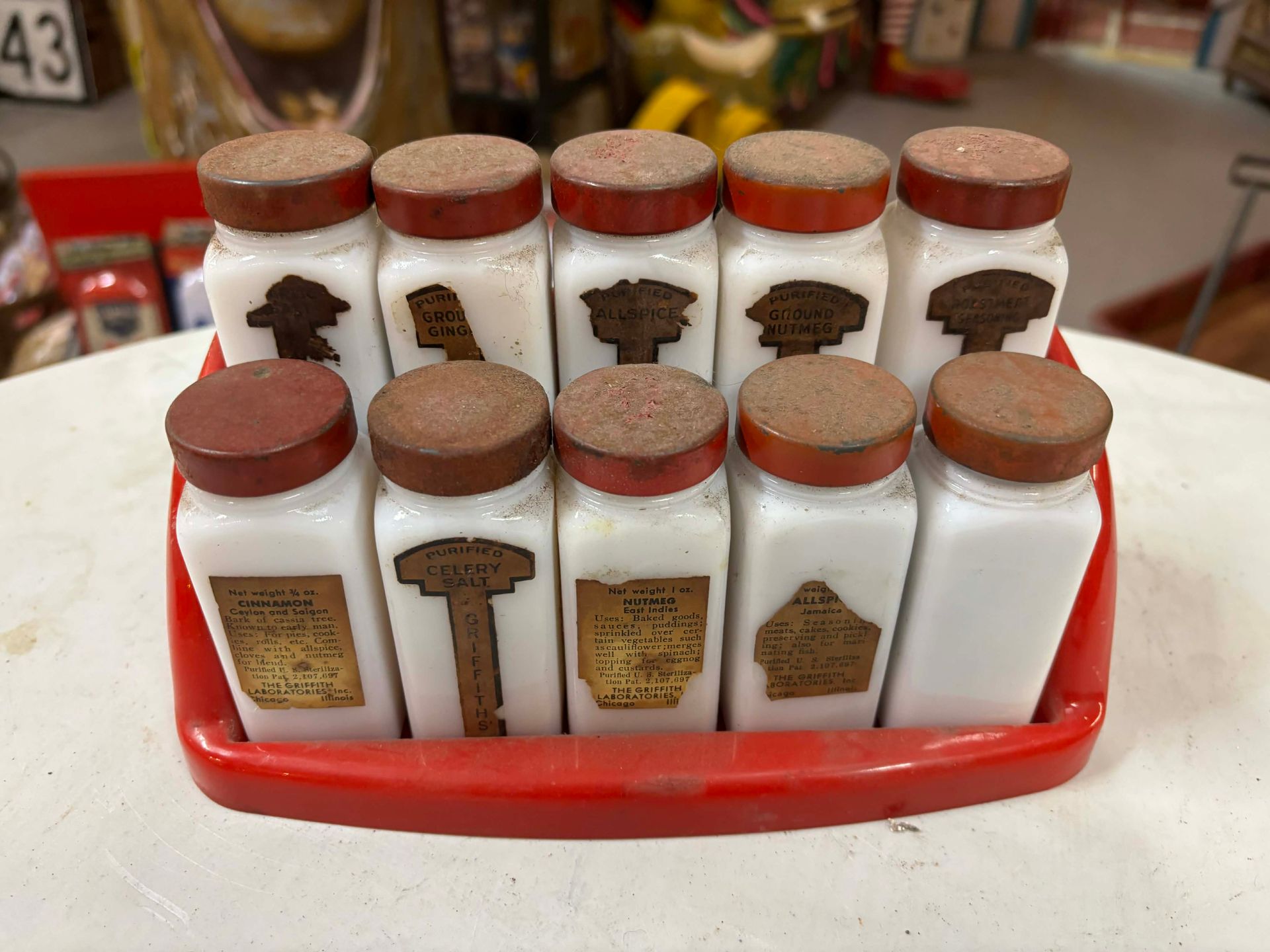 Ensemble de Pots à Épices Vintage – Griffith’s Laboratories – USA – Années 1950