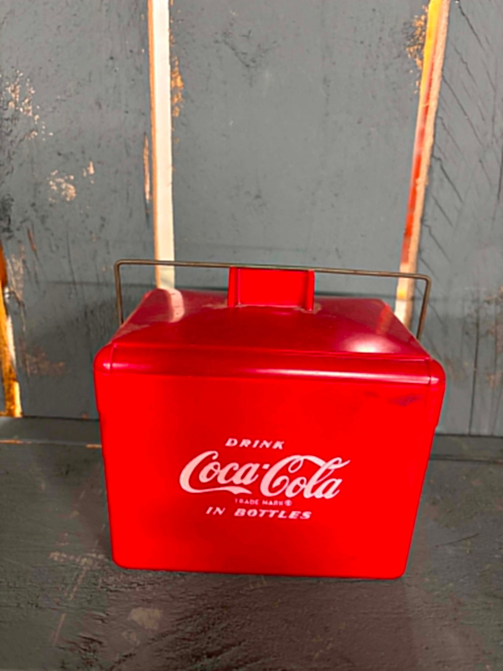 Mini glacière Coca-Cola promotionnelle vintage – ancien modèle destiné aux commerciaux Coca-Cola