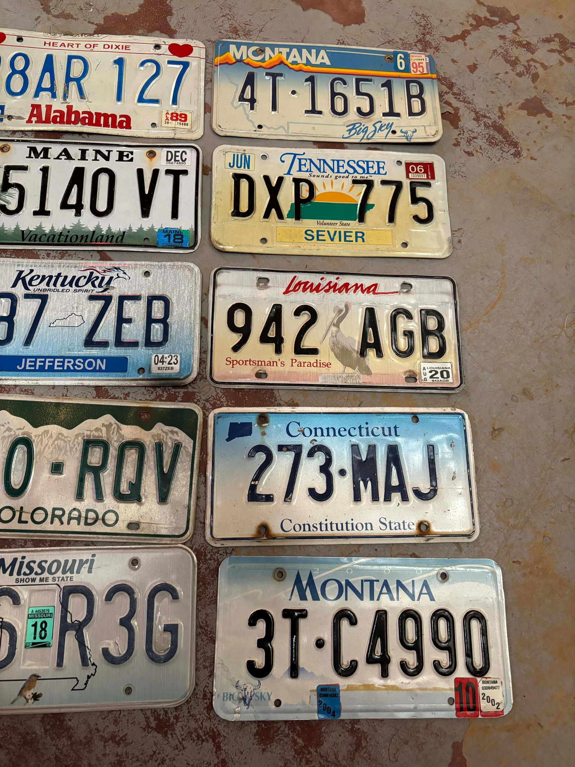 Lot de plaques d’immatriculation américaines authentiques - 15 plaques lot