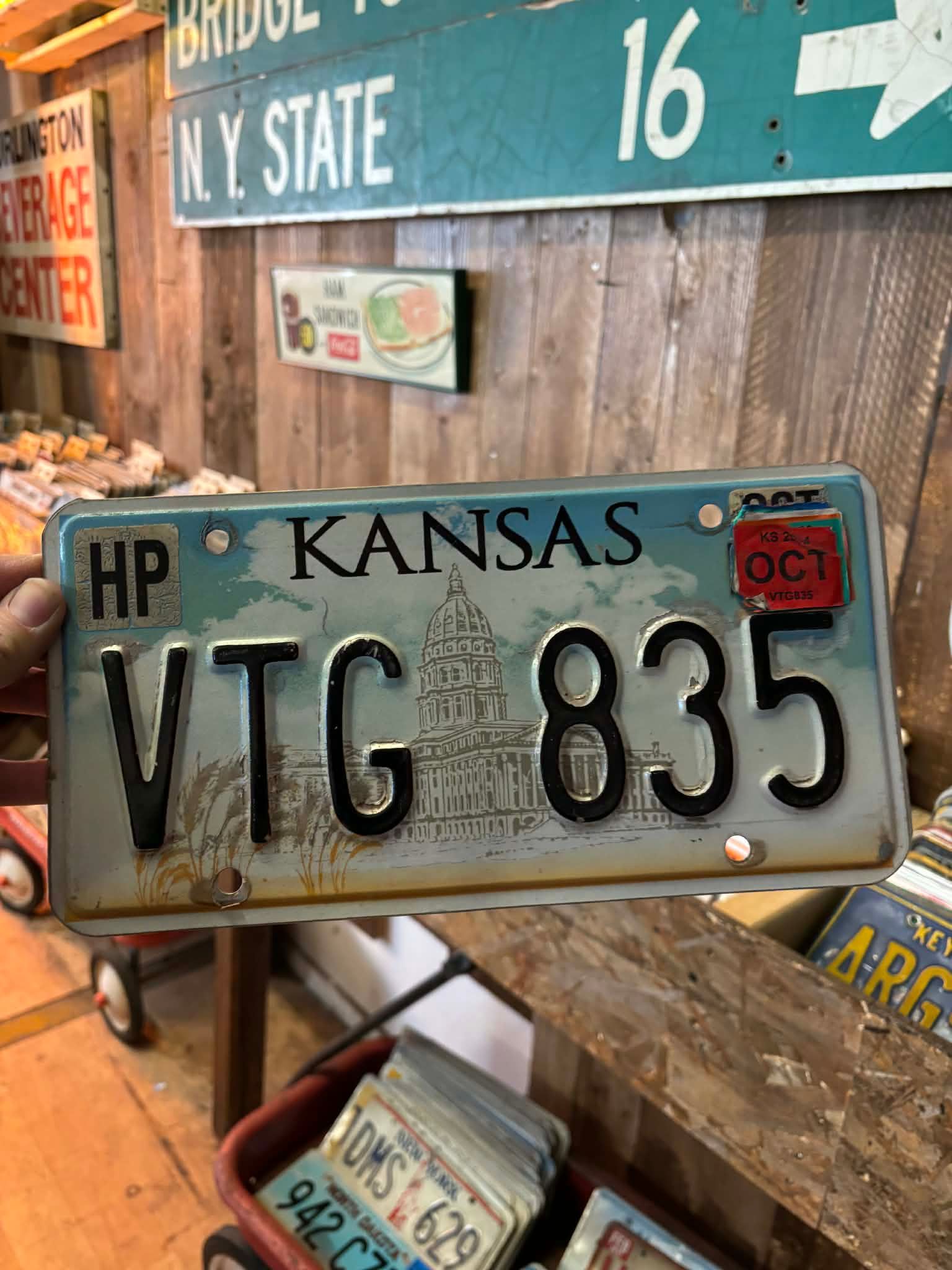 Plaque d’immatriculation US authentique – Kansas “VTG 835”