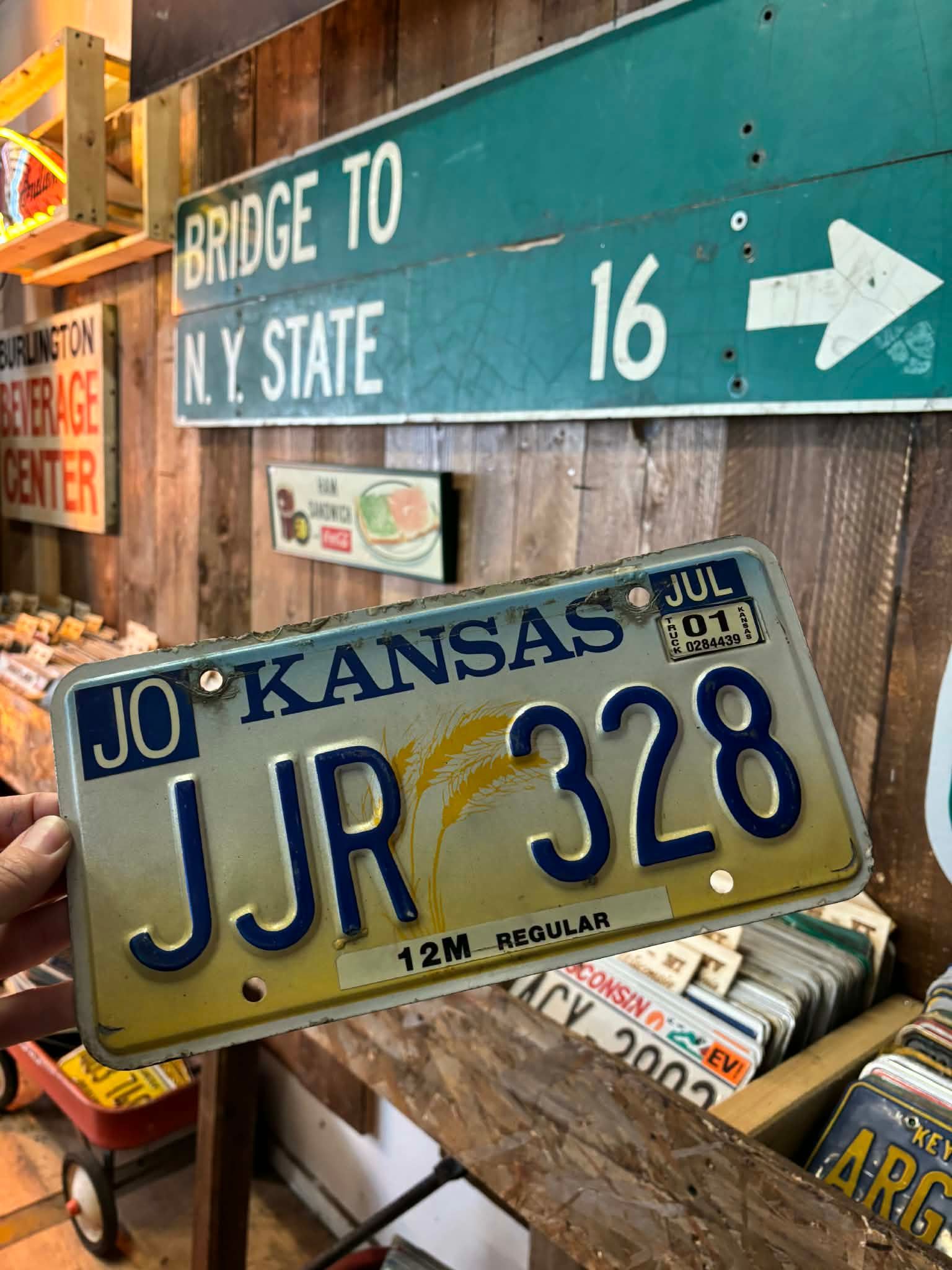 Plaque d’immatriculation US authentique – Kansas “JJR 328”