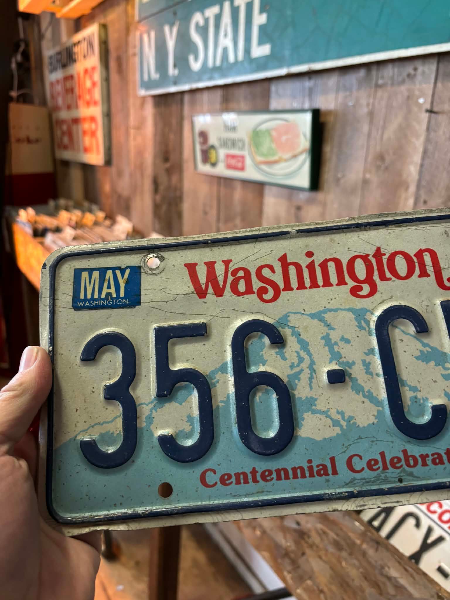 Plaque d’immatriculation US authentique – Washington “356 CLE”