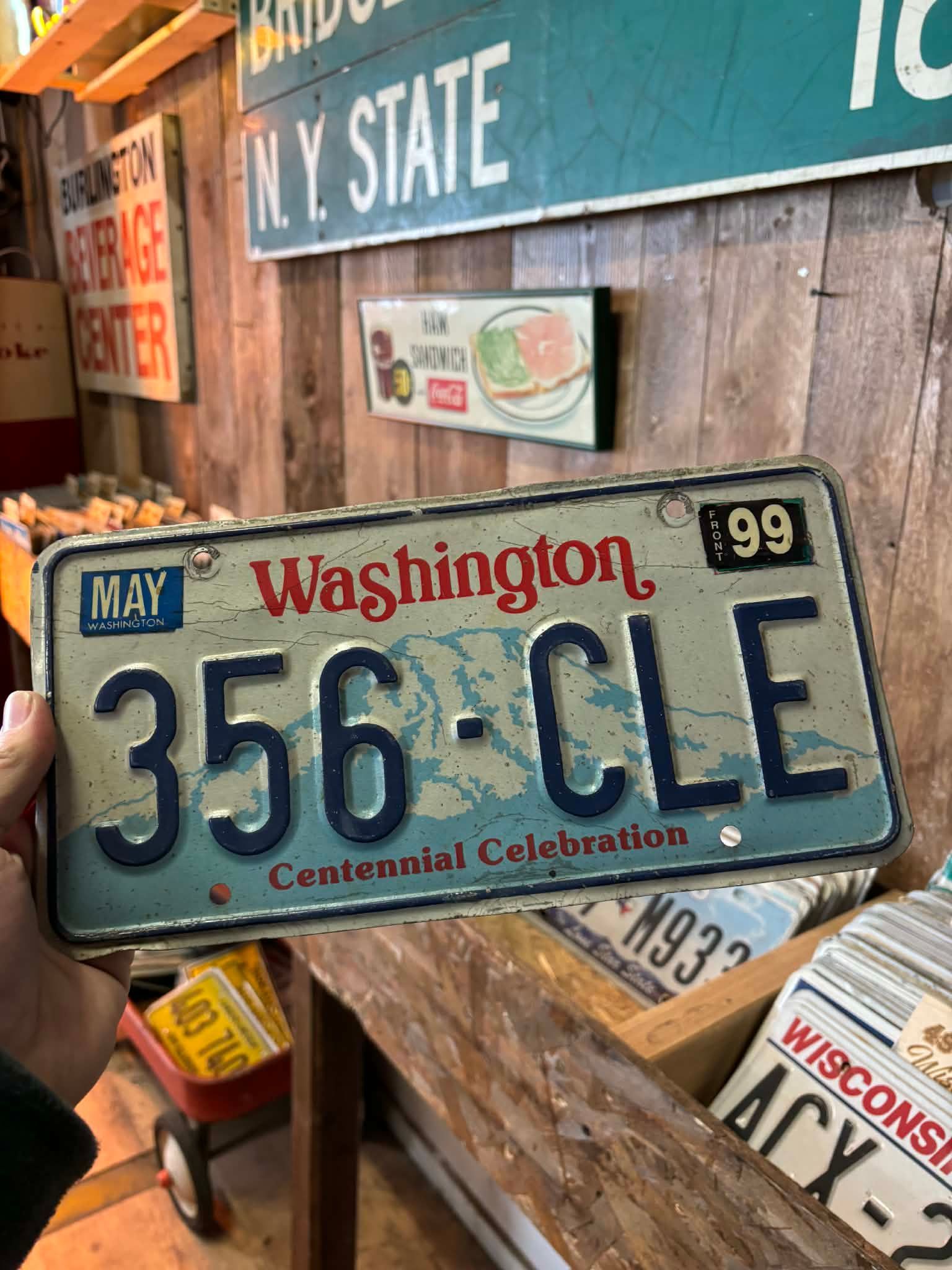 Plaque d’immatriculation US authentique – Washington “356 CLE”