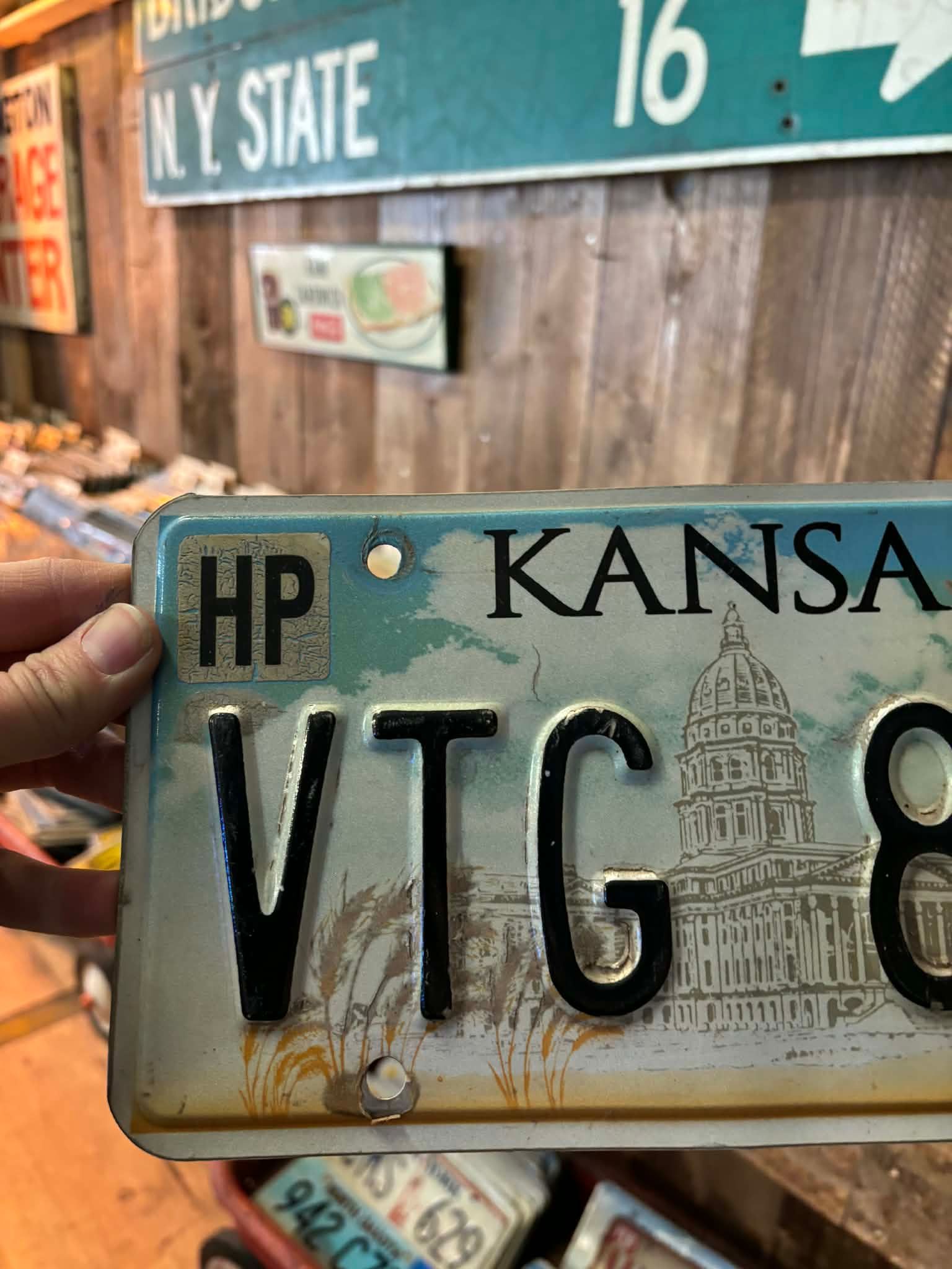 Plaque d’immatriculation US authentique – Kansas “VTG 835”