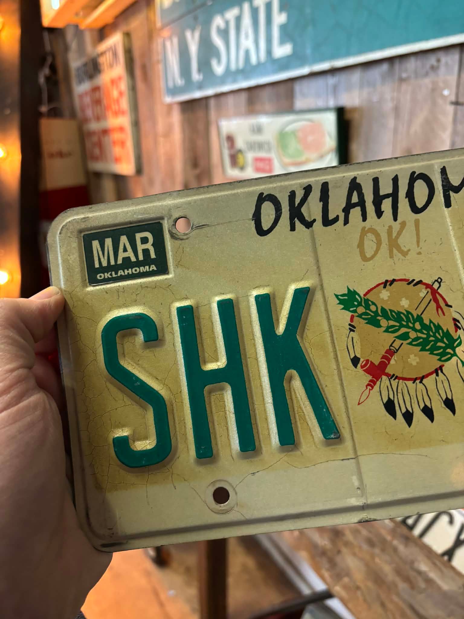 Plaque d’immatriculation US authentique – Oklahoma “SHK 200”